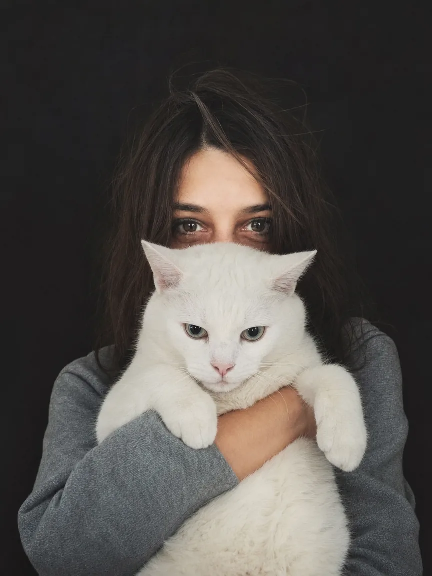 Nathalie, fondatrice di UNBRANDED, con in braccio uno dei gatti salvati